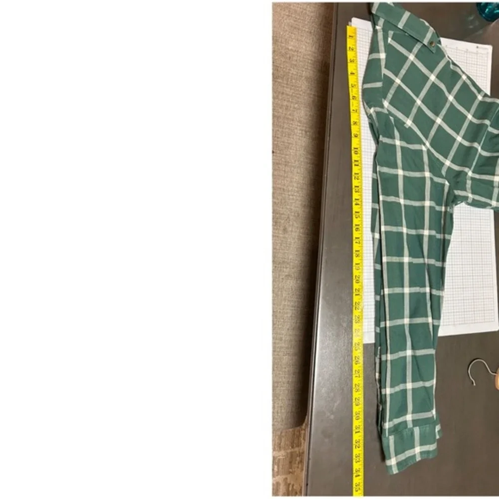J. Crew‎ Mens Classic Double Weave Green Plaid Button Down Shirt Size L